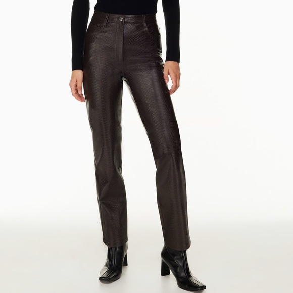 Wilfred Aritzia Melina Faux Leather Pant Rich Mocha Brown 6 - Picture 1 of 12